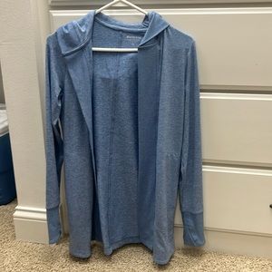 Athleta long top with hood. Excellent condition. Worn once. Pretty blue color.